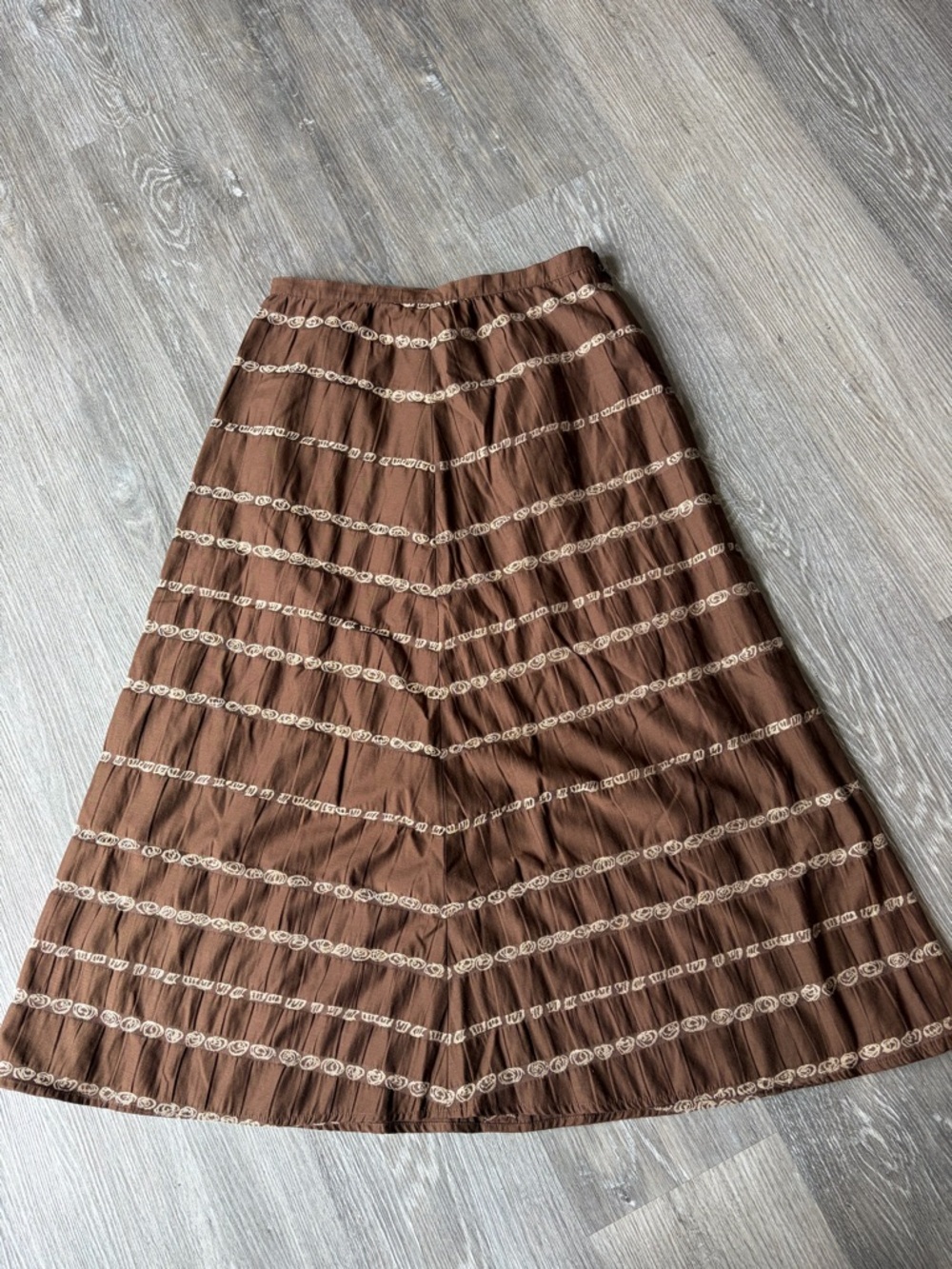 Talbots Brown Boho Embroidered skirt 6P